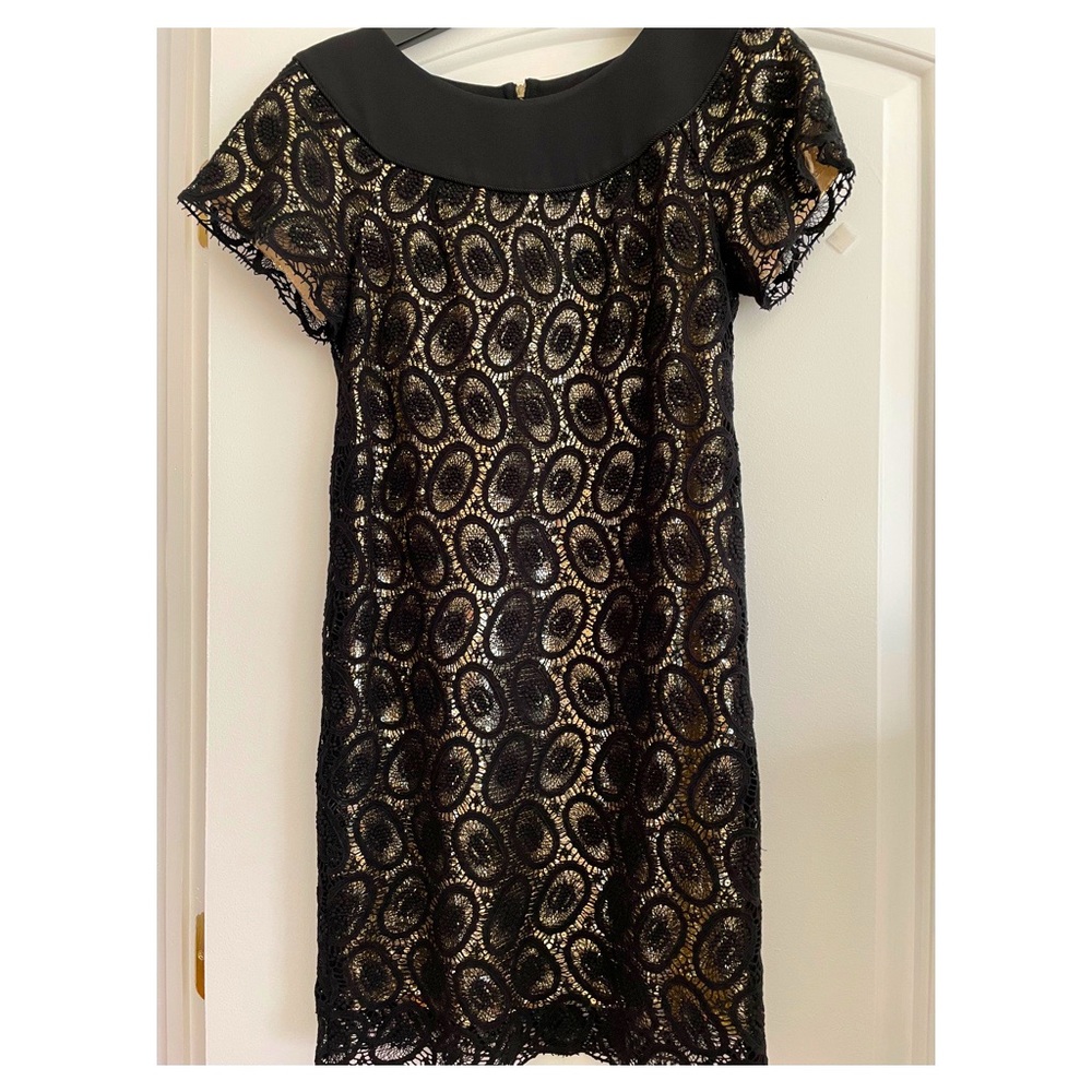 Philip Lim Black Lace Dress with Gold Sequins